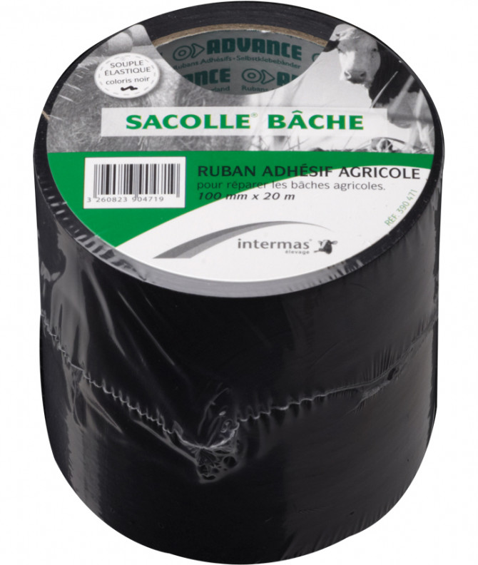 RUBAN ADHESIF 'SACOLLE' BACHE NOIR 100mm x 20m
