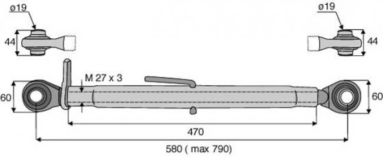 BARRE DE POUSSÉE ROTULE ET ROTULE CAT 1