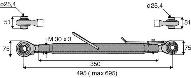 BARRE DE POUSSÉE ROTULE ET ROTULE CAT 2