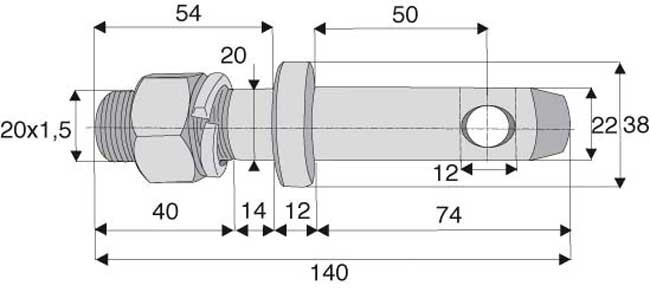 PITON D'ATTELAGE INFÉRIEUR CAT 1 DIAMÈTRE 22/20