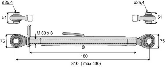 BARRE DE POUSSÉE ROTULE ET ROTULE CAT 2
