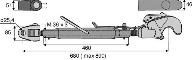 BARRE DE POUSSÉE ARTICULATION CROCHET CAT 2/3