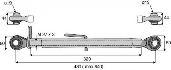 BARRE DE POUSSÉE ROTULE ET ROTULE CAT 1