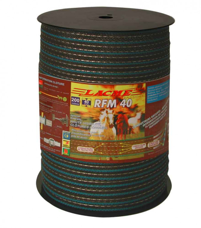 RUBAN RENF. RFM 40-200, MARRON, LARG. 40MM, 4 COND. CUIVRE ø 0,30MM 6 INOX ø0.30