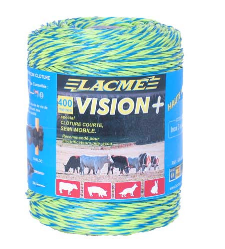 FIL VISION + 400m FIL HAUTE VISIBILITE 3 INOX 0,20 BLEU et JAUNE FLUO
