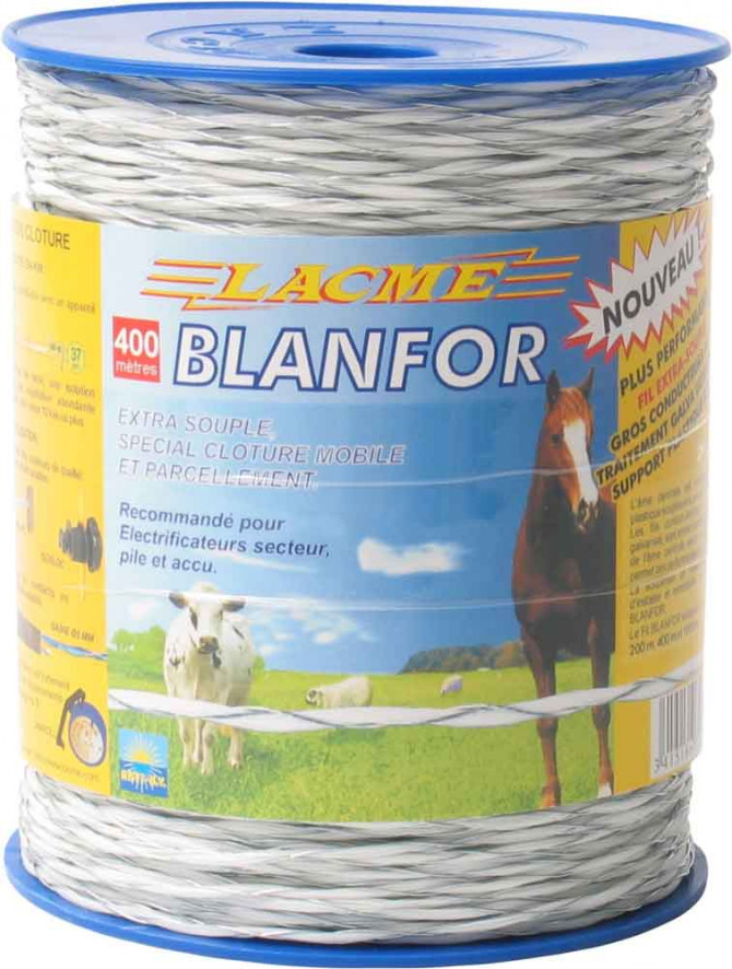 FIL BLANFOR 400 : SOUPLE, ø 2,2MM, 2 CONDUCTEURS ACIER GALVA § 0,50MM - 400M