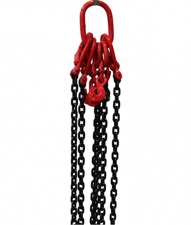 CHAINE DE LEVAGE 7mm 3 brins 2.50 m + 6 crochets