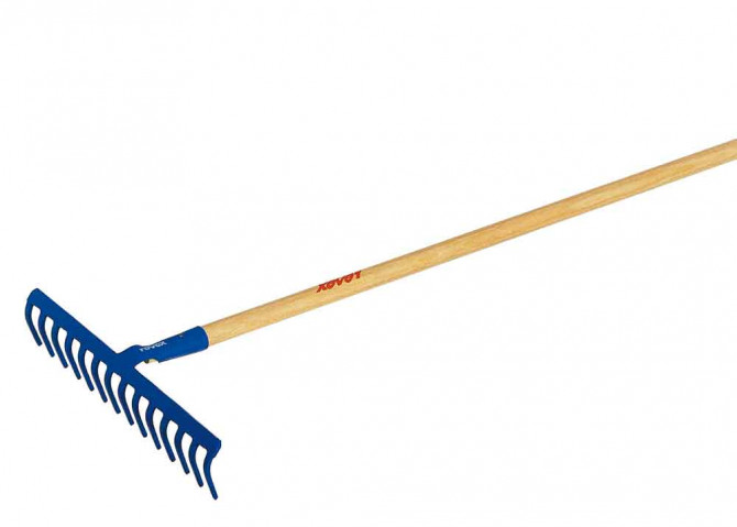 RATEAU DOUILLE FORGEE 14 DENTS MANCHE BOIS