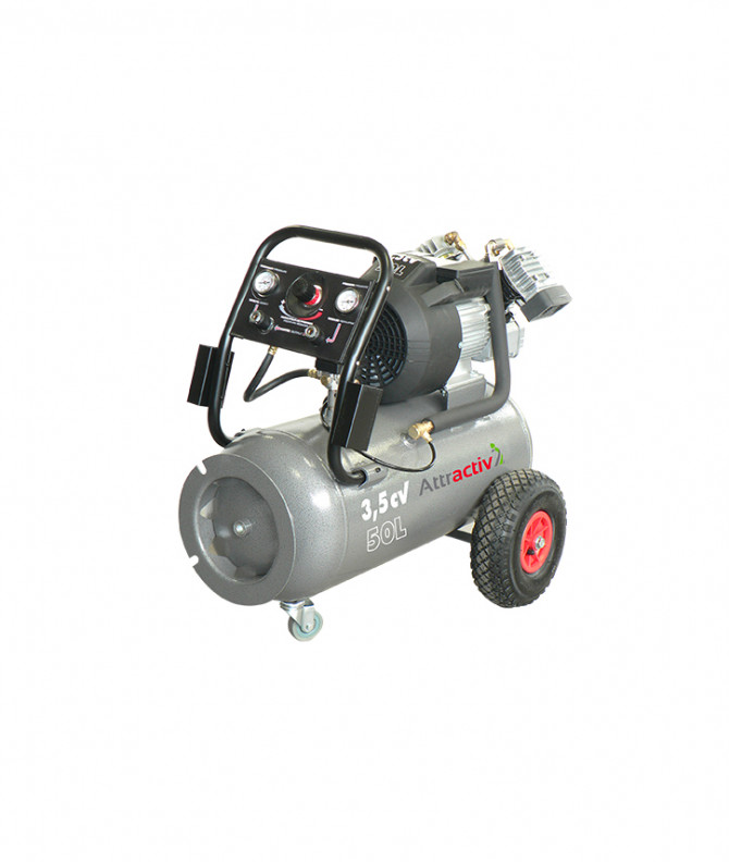 COMPRESSEUR ATTRACTIV COAXIAL 50L MONOPHASE 3.5CV BI-CYL EN 'V' 8BARS AVEC TBB