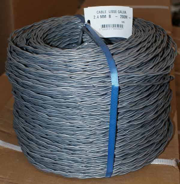 CÂBLE LISSE GALVA TRESSÉ 2 X 2,40 200M