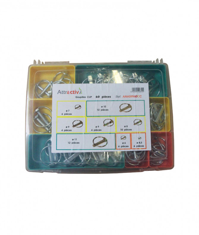 GOUPILLES CLIPS ASSORTIES - ATTRACTIV - BOITE 60 PIECES