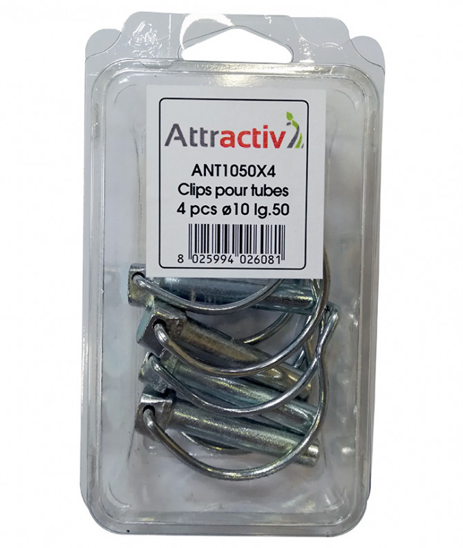 CLIPS POUR TUBE ø10mm L.50 - ATTRACTIV - COQUE DE 4 PIECES