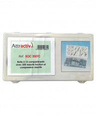 RESSORTS TRACTION ET COMPRESSION ASSORTIS - ATTRACTIV - 200 PIECES - 12 COMPART.