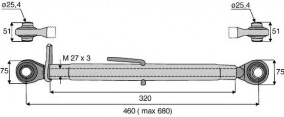BARRE DE POUSSÉE ROTULE ET ROTULE CAT 2