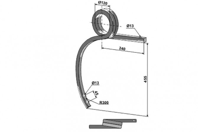 DENT CULTIVATEUR - DROITE - MULTIMARQUE - ADAPT - DOUBLE SPIRE PD - 25x25 MM