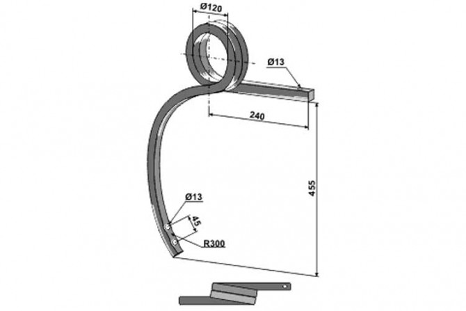 DENT CULTIVATEUR - GAUCHE - MULTIMARQUE - ADAPT - DOUBLE SPIRE PD - 25x25 MM