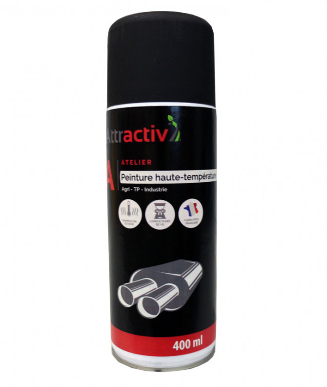 PEINTURE HAUTE T° : 600°C - ATTRACTIV - NOIR MAT - AEROSOL 400 ML
