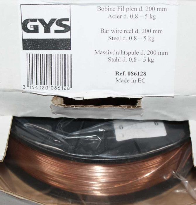 BOBINE DE FIL PLEIN MIG-MAG - ø200MM - ACIER - ø0,8 - 5KG