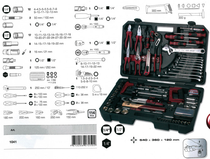 COFFRET DE 114 OUTILS UNIVERSELS KRAFTWERK (implant 1 & 2ml)