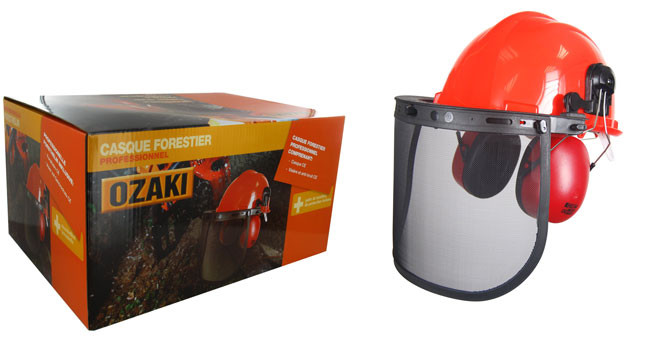 CASQUE FORESTIER COMPLET : casque, anti-bruit, visière et lunettes