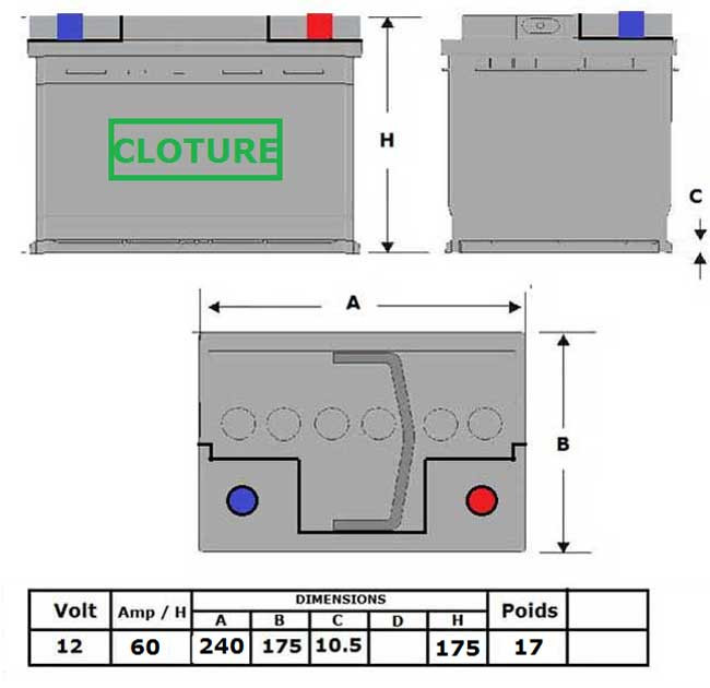 N°67 BATTERIE CLOTURE ATTRACTIV 12V - 60AH